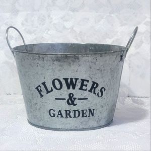 Galvanized Metal Tin Plant Holder Flowerpot Storage Container Farmhouse Decor